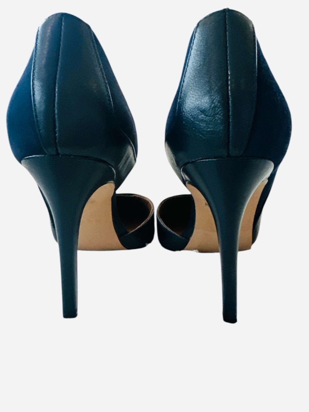REISS Augusta Point Toe Court Suede Heels in Navy - Picture 10 of 13